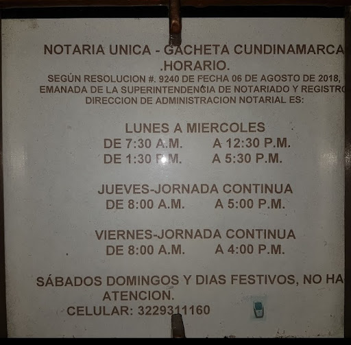 Notaria Única del Circulo de Gacheta